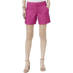 Linen Blend Scalloped Shorts